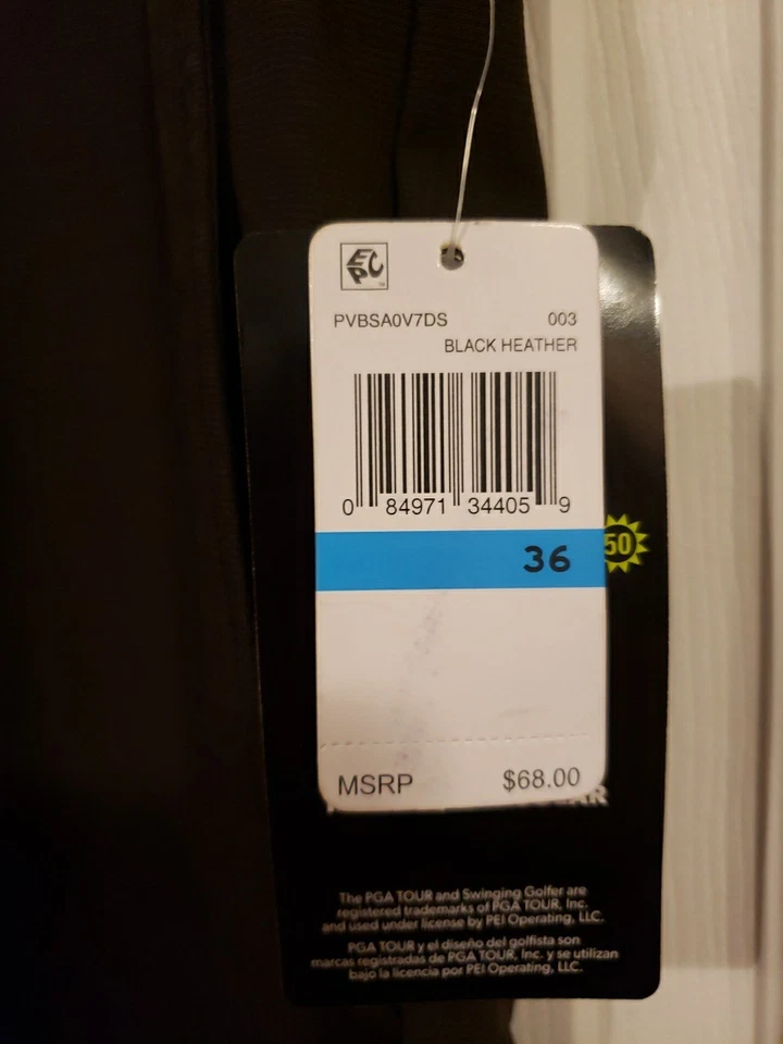 Pantalones Cortos PGA TOUR Para Hombre Frente Plano - 36 W x 9" Entrepierna - NUEVOS NUEVOS CON ETIQUETAS Negro Brezo Foto 2 de 3