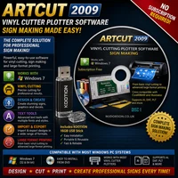ArtCut 2009 Vinyl Cutter Plotter Sign Making Software USB Windows 7 PC