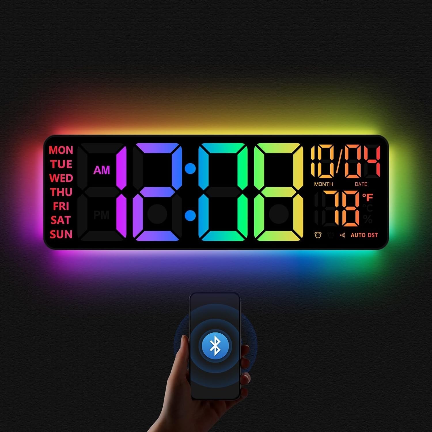 Dual Alarm with Big LED Screen 16 " Large Digital Wall Clock with Remote Control photo