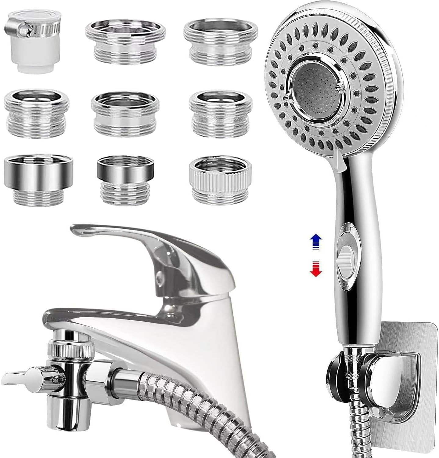 Sink - Faucet Bathtub, Hose Sprayer Attachment With 9 Adapte