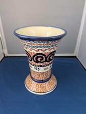 Hand Made Unikat Urszula Prydryga Polish Pottery  Vase 7 1/2" Tall 5 1/2"Diam