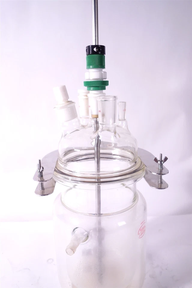 Wilmad LabGlass 2000ml 2L Glass Stirred Jacketed Reactor New Brunswick - Image 3 of 4