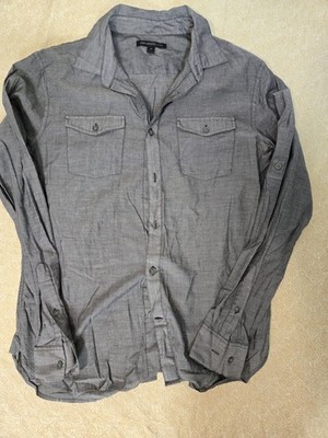 John Varvatos USA Men s Medium Gray Button Up Shirt Long Sleeve Two Pock