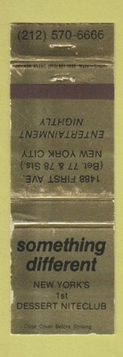 Matchbook Cover - Something Different New York City WORN