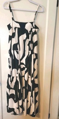 NWT Abel the Label Anthropologie Navy White Tiered Maxi Dress Sz Small Bohemian 