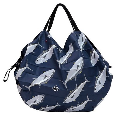 Shupatto Shopping Bag MAGURO Tuna Blue Compact Folding ITOYA Japan marna Fish