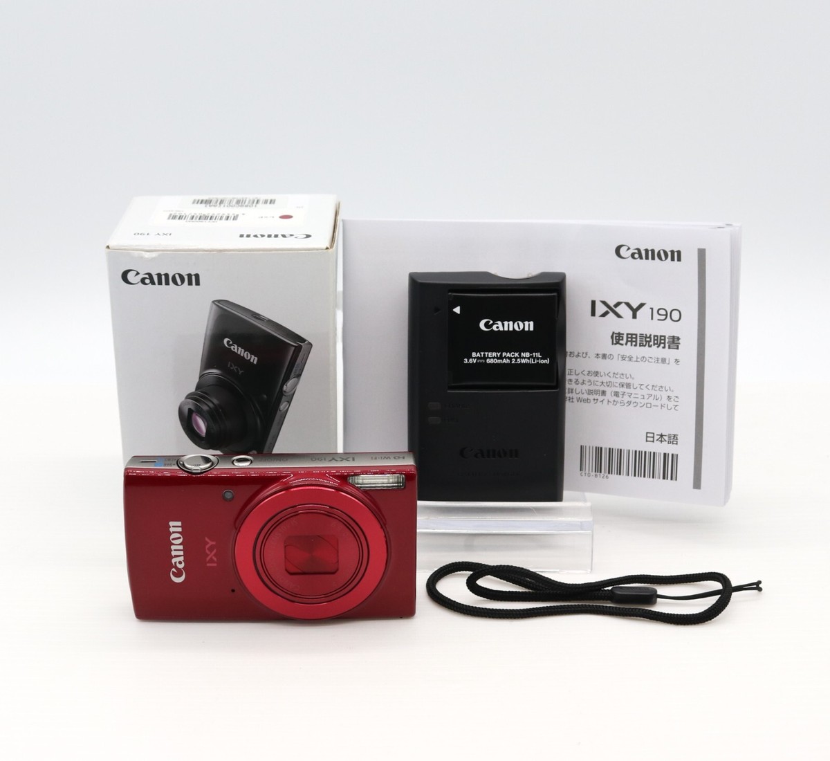 Top Mint/ in Box] Canon IXY 190 PowerShot ELPH 190 IS Red