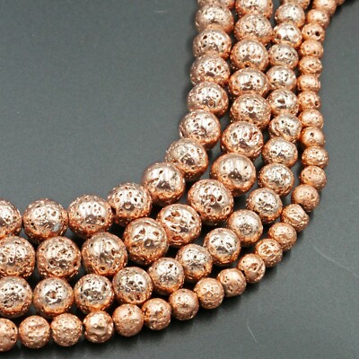NELLYS 1 Strang Lava Perlen rosegold  6-10mm  TOPP PREIS DIY