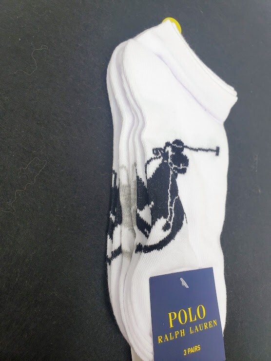 SAOLA Polo Ralph Lauren Uomo Confezione da 3 Calze Sole Giocatore Atletico Grande Polo Bianco con Pony