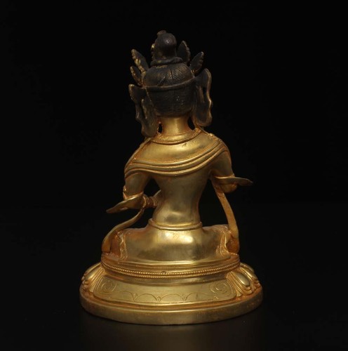 20CM Old RareChinese Bronze Gilding Statue Buddha - Picture 3 of 10