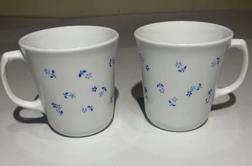 Corning Corelle PROVINCIAL BLUE FLOWERS Mugs Cups Set of 2 Vintage
