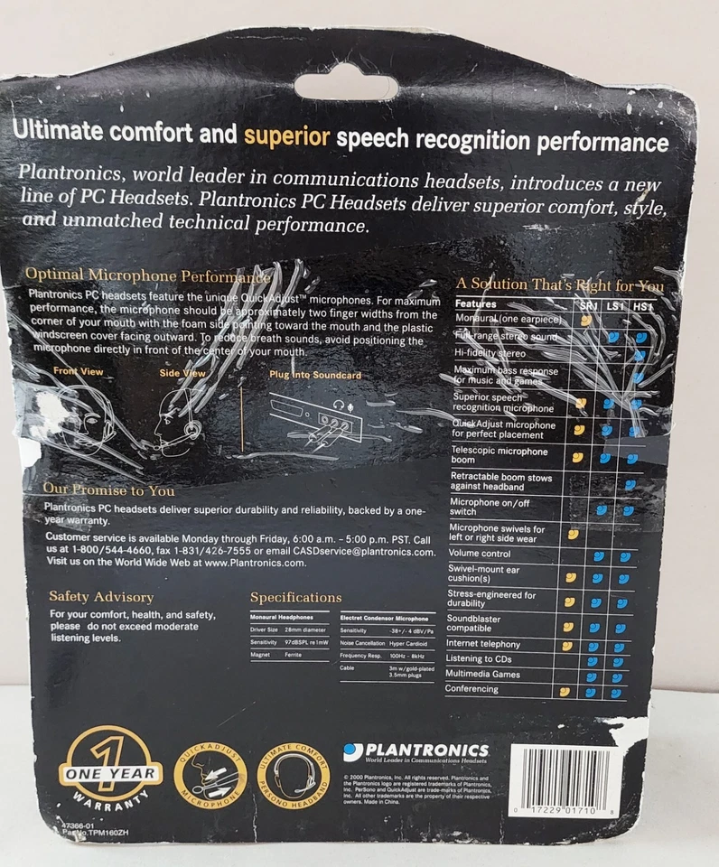 Plantronics SR1 Lightweight Stereo Headset - Image 4 of 4