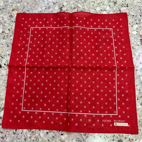 CLASSIC MEN HANDKERCHIEF COTTON BEIGE RED MONOGRAM POCKET SQUARE 15" ART #M201 - Picture 2 of 3