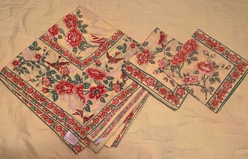 April Cornell Tablecloth 52”x52” & 2 New Dinner Napkins Yellow Orange Floral