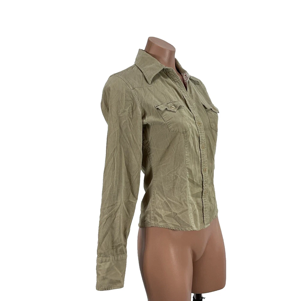 Chaqueta Camisa Vintage Union Bay Para Mujer Delgada Pana Abotonada Beige Talla Pequeña Foto 4 de 4