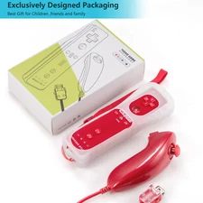 Built In Motion Plus Remote & Nunchuck Controller +Case For Nintendo Wii & Wii U