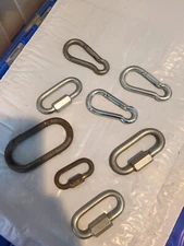 Mixed Lot of 8 Steel & Aluminum Carabiner/Hasps Spring Belt Clip Key Chain etc.