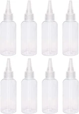 2Oz Plastic Squeeze Bottles 8Pcs Small Clear Empty Squirt Bottle with Leak-Proof