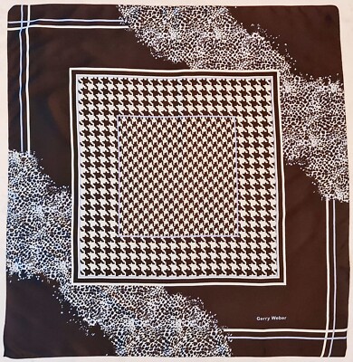 SCARF VINTAGE AUTHENTIC GERRY WEBER GEOMETRIC LEOPARD PRINT BLACK 35'' SQUARE