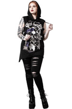 Killstar Support Your Local Coven Cut Up Hooded Goth Punk Grunge Vest KSRA004608