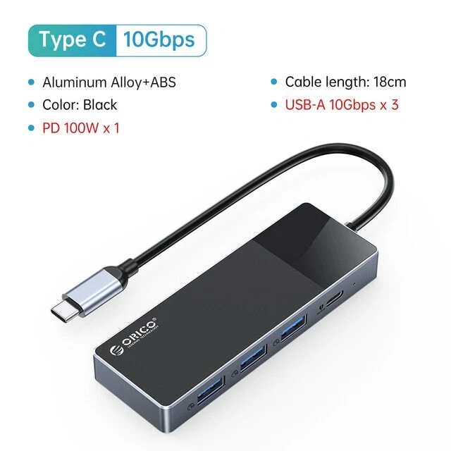 ORICO USB C Hub Type C to USB Hub Adapter Splitter USB 3.2 Gen 2 w/ 4 USB Ports