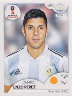 Panini Sticker Fußball WM 2018 Russia Nr. 282 Enzo Perez ARG Argentina Bild NEU