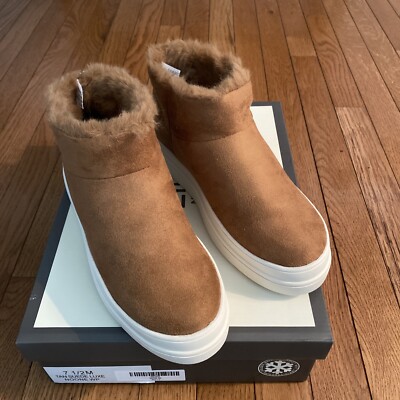 J/Slides Noone Suede Bootie Size Faux Fur Lined Dark Tan Cold Weather 