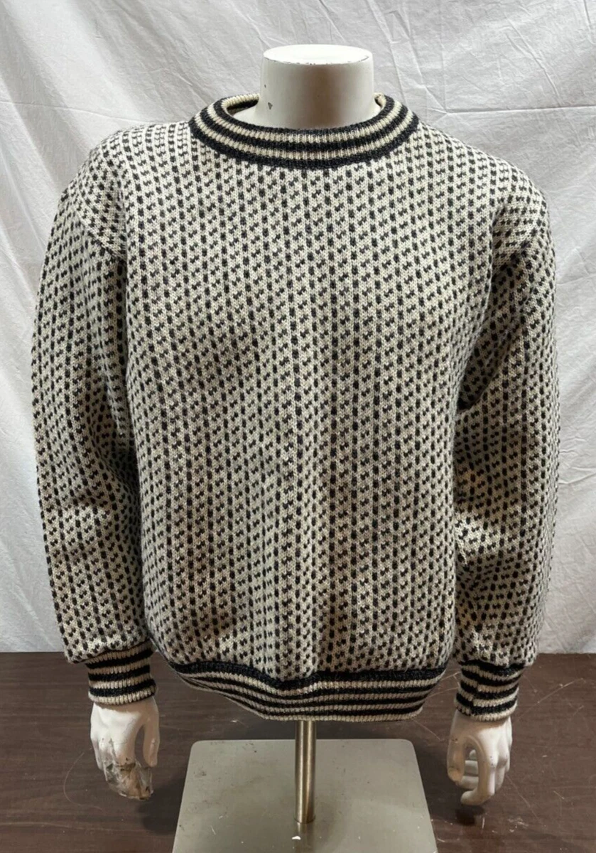 Vintage L.L. Bean Men's Wool Birdseye Fisherman Sweater Medium Made in Norway