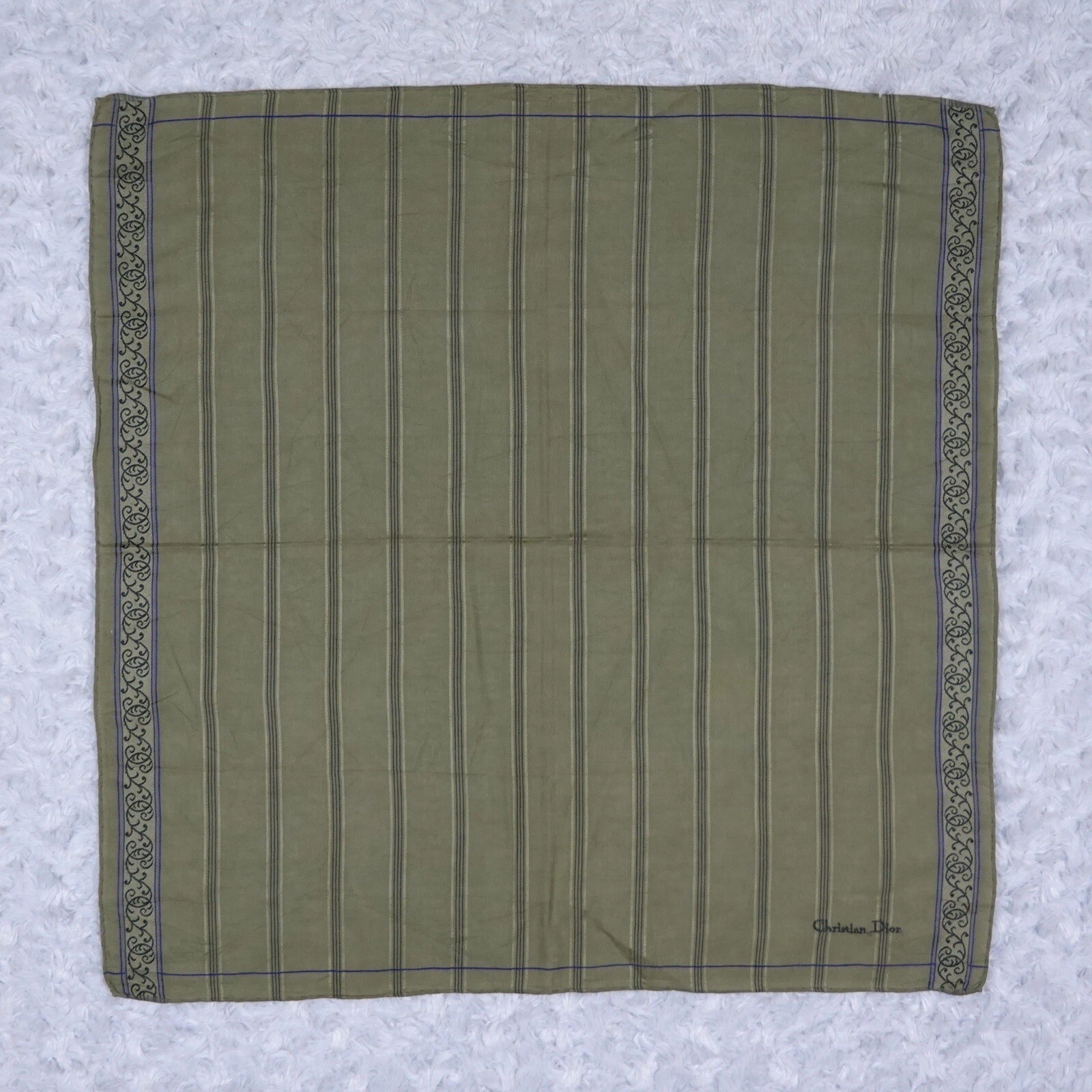 Foulards écharpes de poche carrés Christian Dior vert jacquard K225 19