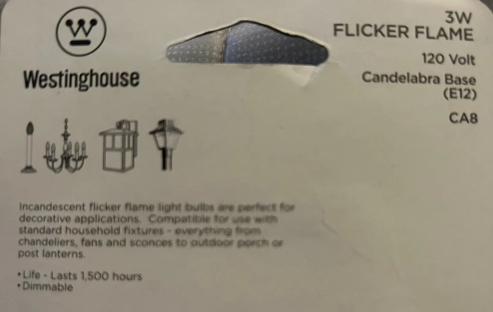 Westinghouse 3W Flicker Flame - Candleabra Base x4 pieces - Image 2 of 2