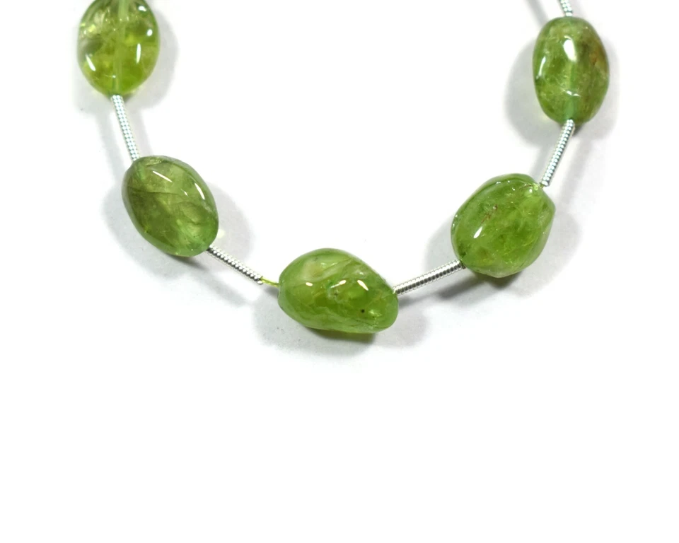 Natural Green Peridot Plain Oval Shape Gemstone Loose Beads 6"For Jewelry making - Image 2 of 3
