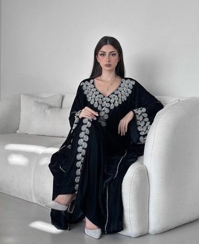 SALE Velvet Moroccan Dubai Kaftans Farasha Abaya Dress Very Fancy Long Gown 559 - Picture 5 of 8