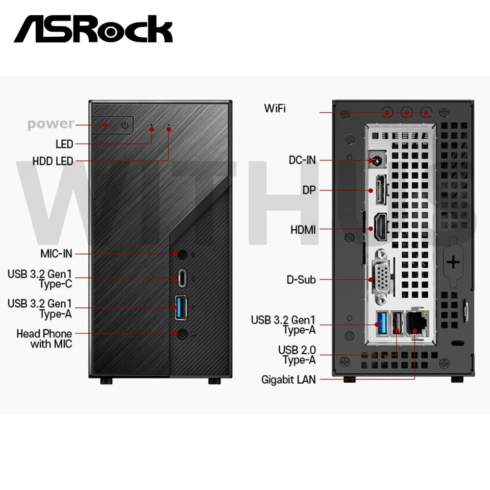 ASRock DeskMini X300 120W Barebone mini PC AMD AM4 DDR4 1Gbps HDMI DP D-Sub UBS3 - Image 3 of 4