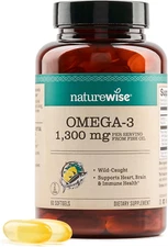 NatureWise Omega 3 1300 Mg from Wild-Caught Fish Oil with EPA & DHA, 60 Softgels