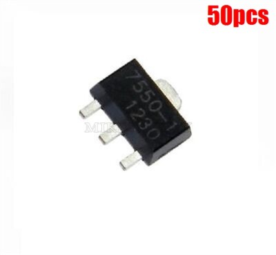 50Pcs Voltage Regulator HT7550-1 0.1A 5V Low Dropout Ldo SOT-89 New Ic ch