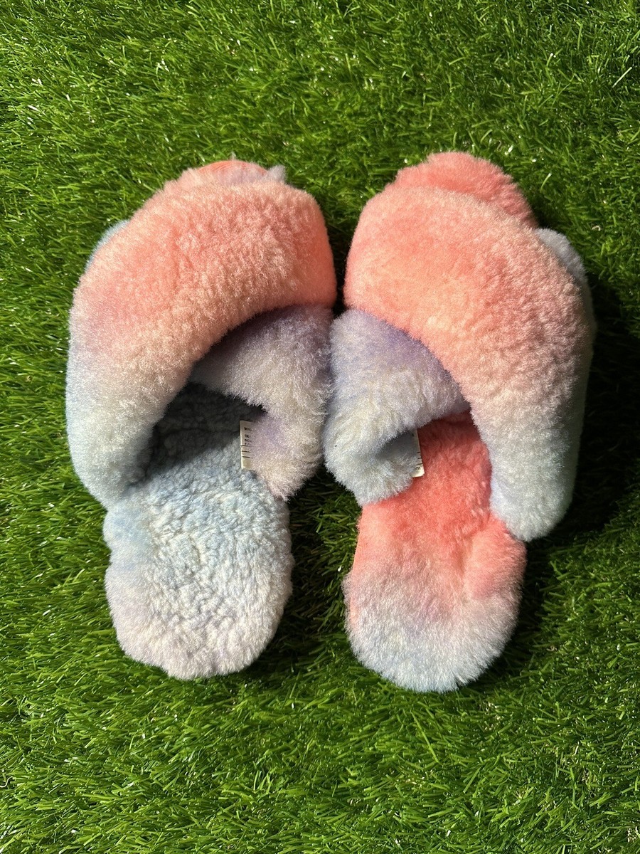 Emu Australia Mayberry Tri1 Tie-Dye Sheepskin Slides Shoes Slippers Women's 