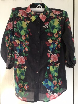 Chemisier Vintage Johny Was – Imprimé Fleuri Multicolore, Taille XS, Occasion Très Bon état