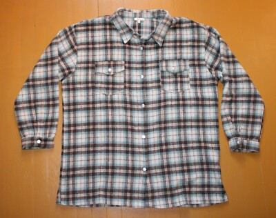 Kori America Plus Womens Size 1XL Thick Flannel Shirt Strong Metal Snap Closures