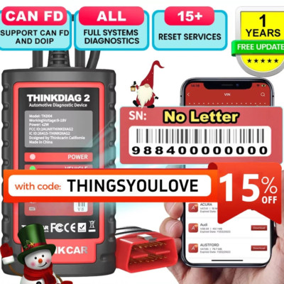 2025 THINKDIAG 2 Car OBD2 Scanner Auto All System Diagnostic Tool ECU Coding