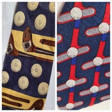 2 Golf Neck Ties Lands' End Men's Neck Tie Handsewn Silk Made in USA