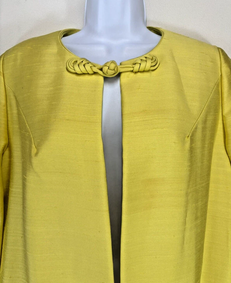 1950-х годов винтажный Couture шелк пальто желтый Одри Хепберн качели стиль свадьбы S/M - Изображение 2 из 4
