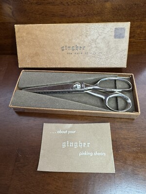 Gingher Scissors Vintage 7.5'' Pinking Shears Right Handed With Box Great Conditi