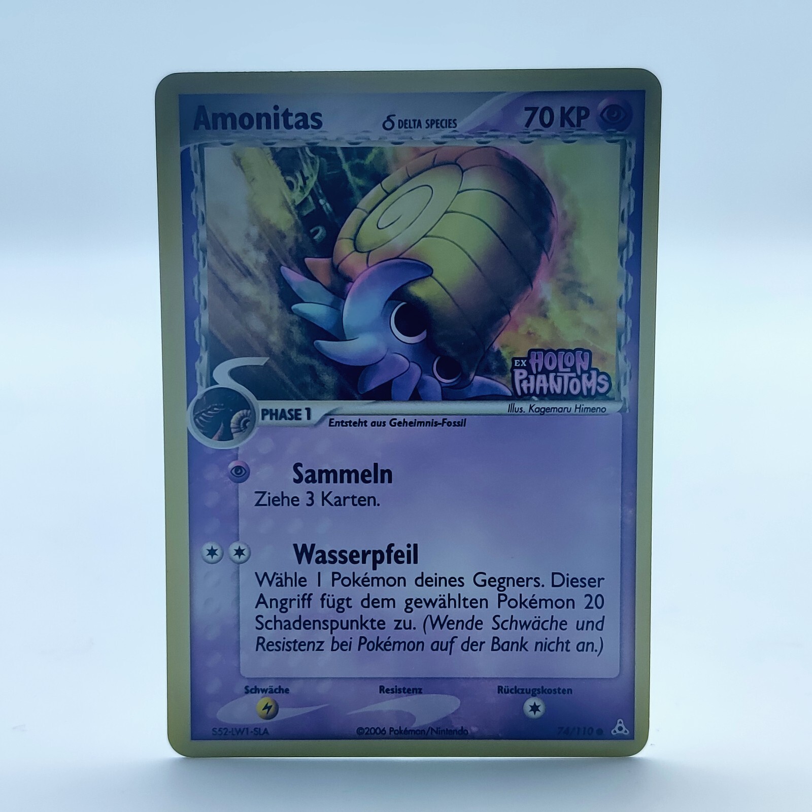 Amonitas 74/110 Holo Delta Species Pokemon TCG Card EX Phantoms Stamp