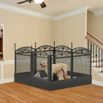 BINGOPAW Dog Cage Playpen Extra Large Pet Dog Exercise Fence Heavy Duty Metal w/ Pad