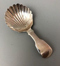 Scottish Solid Silver Caddy Spoon William Clarke 1856 BZX