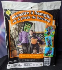 Vintage Sun Hill Halloween 1994 Stuff-A-Monster 6ft Frankenstein Leaf Bag Purple