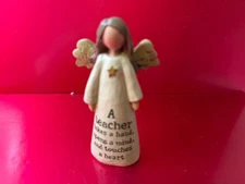 Blossom Bucket, Angel Figurine, "A Teacher takes a hand...