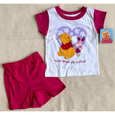 Vintage 90s Disney Pooh Shorts Set Girls Size 3T Piglet Nice Place For A Chat
