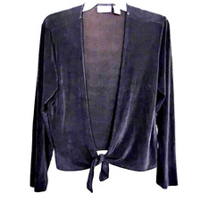 Chico's Travelers Open Front Cardigan Black Long Slv Slinky Knit Size 1 8-10 