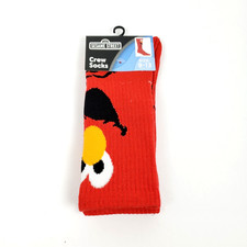 Sesame Street Mens Size 9-13 Red Elmo Novelty Graphic Crew Socks 1 Pk